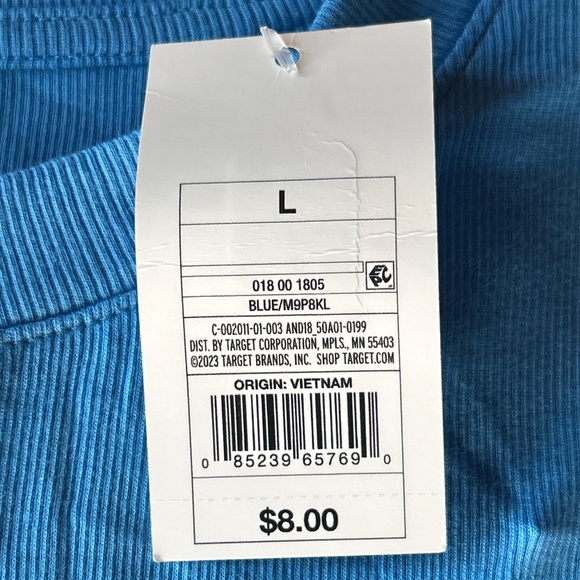 A New Day Short Sleeve Ribbed Tee Blue Large Women - Picture 4 of 9